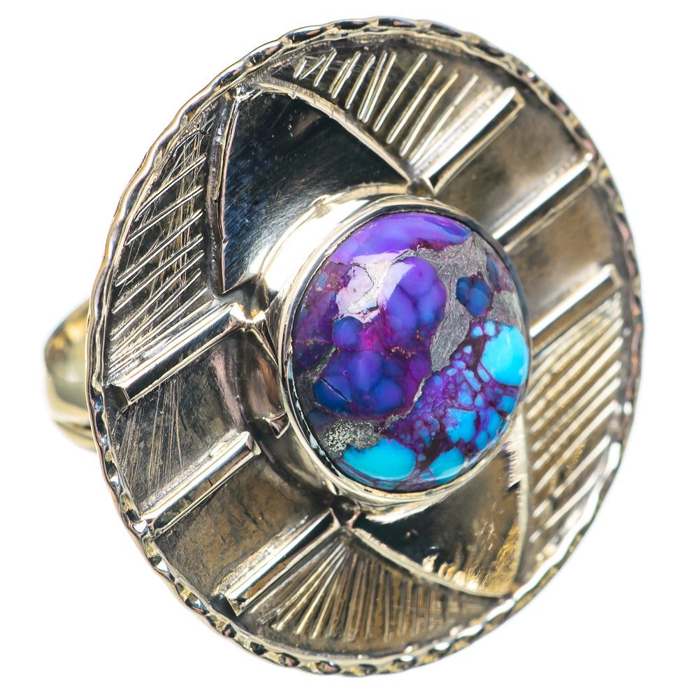 Purple Copper Composite Turquoise Rings handcrafted by Anasilvercos - RING69581