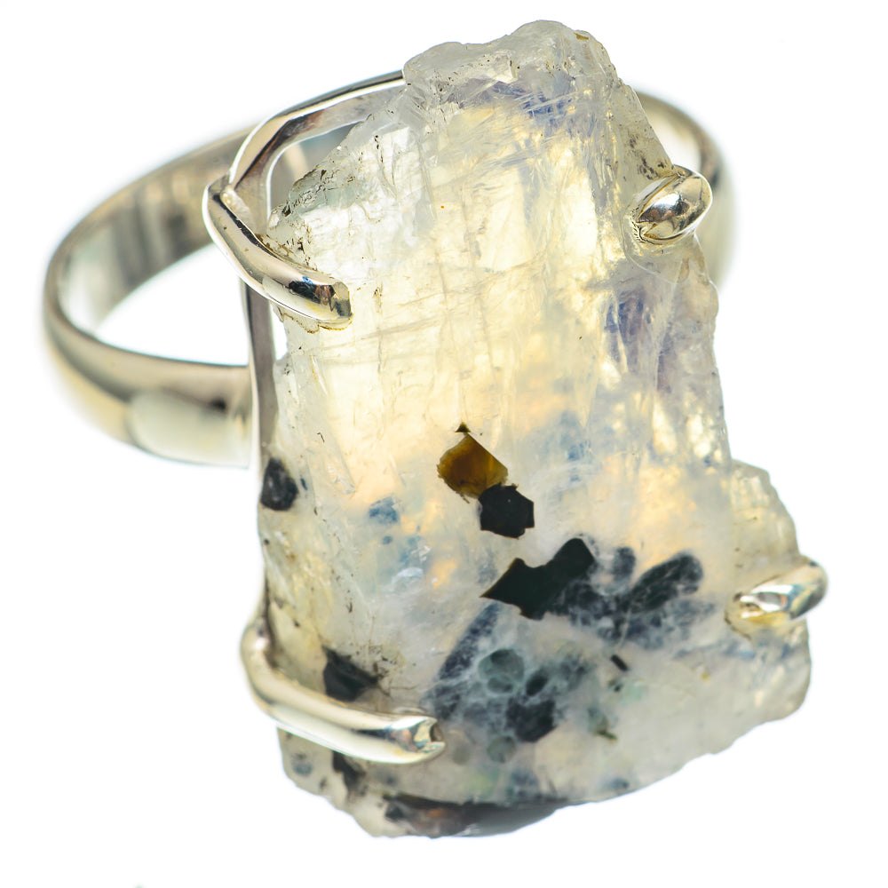 Rainbow Moonstone Rings handcrafted by Anasilvercos - RING69588