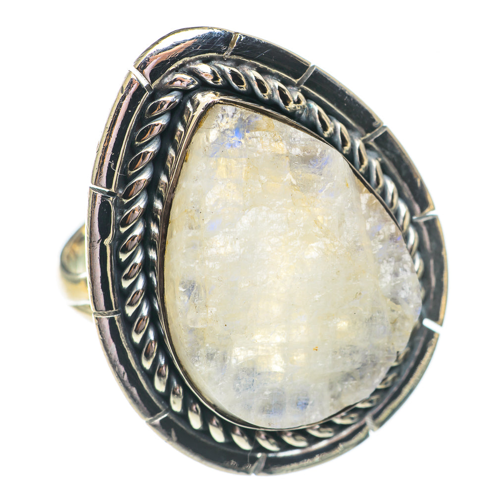 Rainbow Moonstone Rings handcrafted by Anasilvercos - RING69591