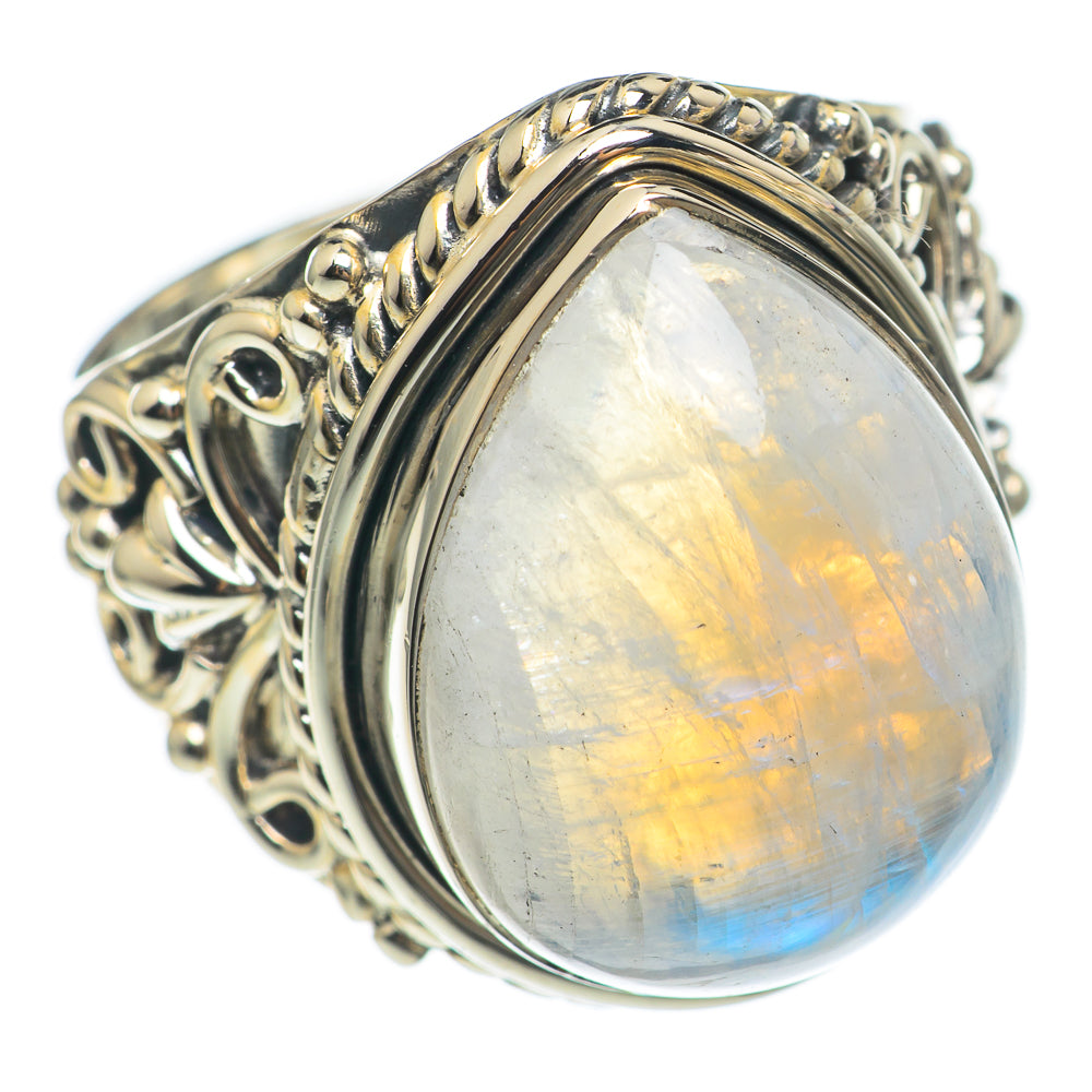 Rainbow Moonstone Rings handcrafted by Anasilvercos - RING69631
