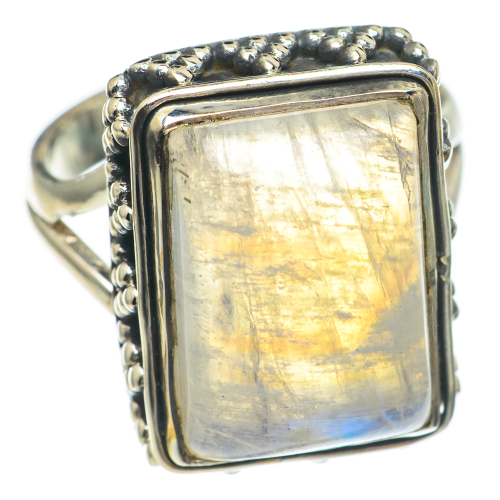 Rainbow Moonstone Rings handcrafted by Anasilvercos - RING69634
