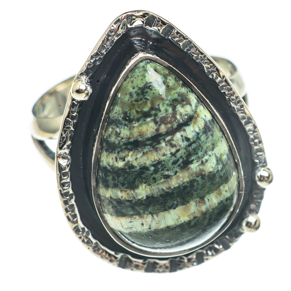 Green Vein Jasper Rings handcrafted by Anasilvercos - RING69653