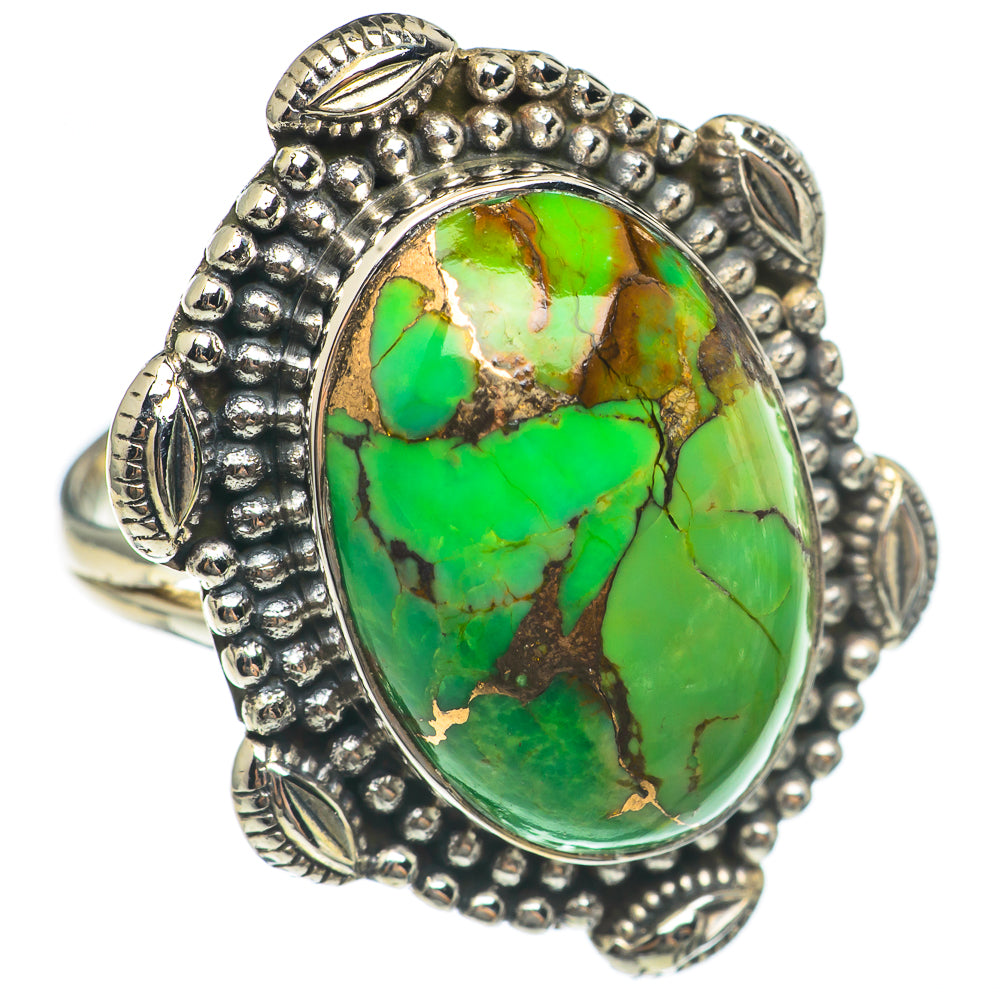 Green Copper Composite Turquoise Rings handcrafted by Anasilvercos - RING69654