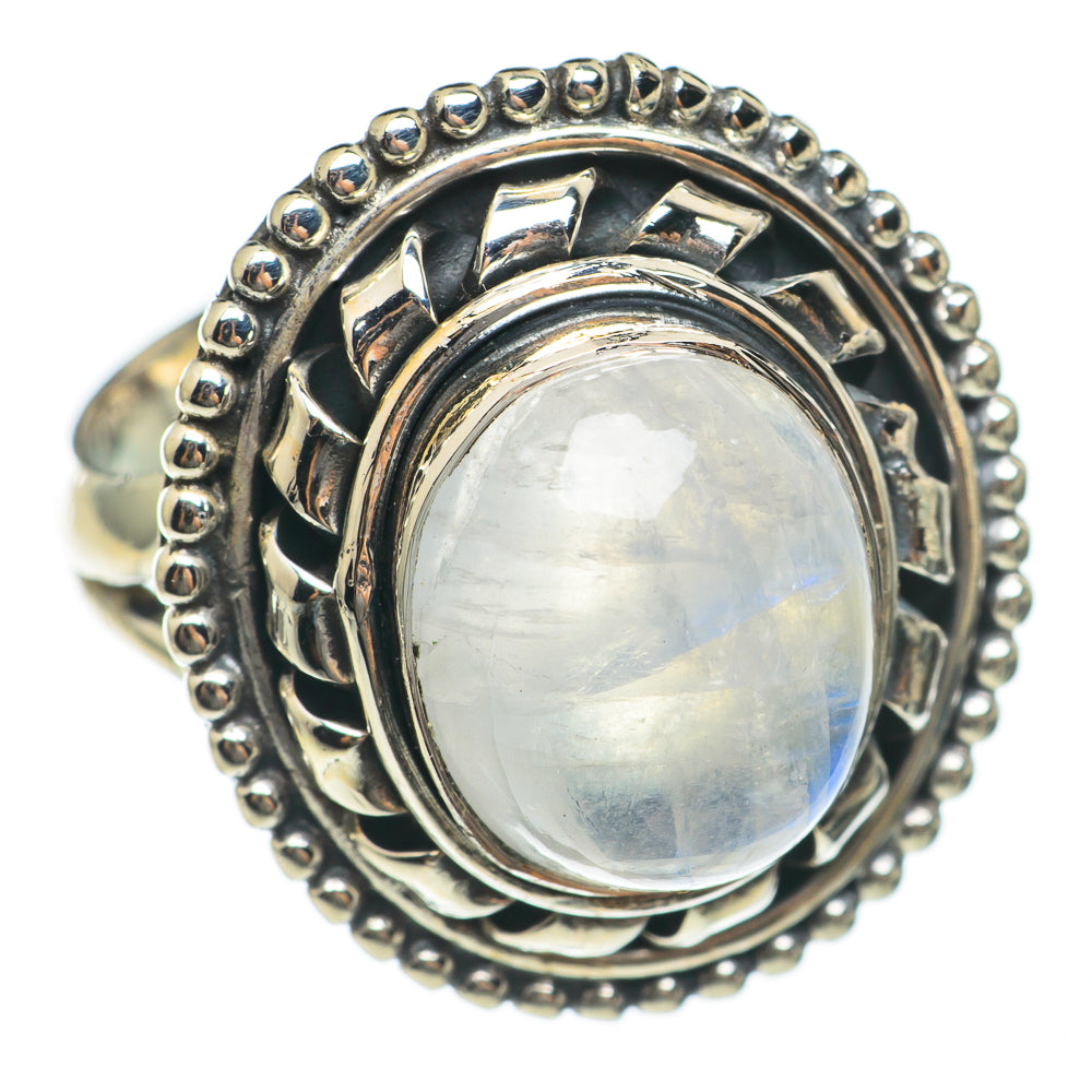Rainbow Moonstone Rings handcrafted by Anasilvercos - RING69681