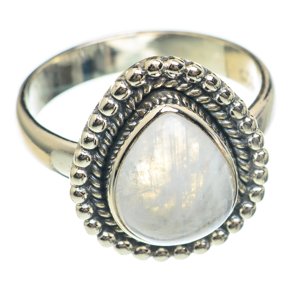 Rainbow Moonstone Rings handcrafted by Anasilvercos - RING69682