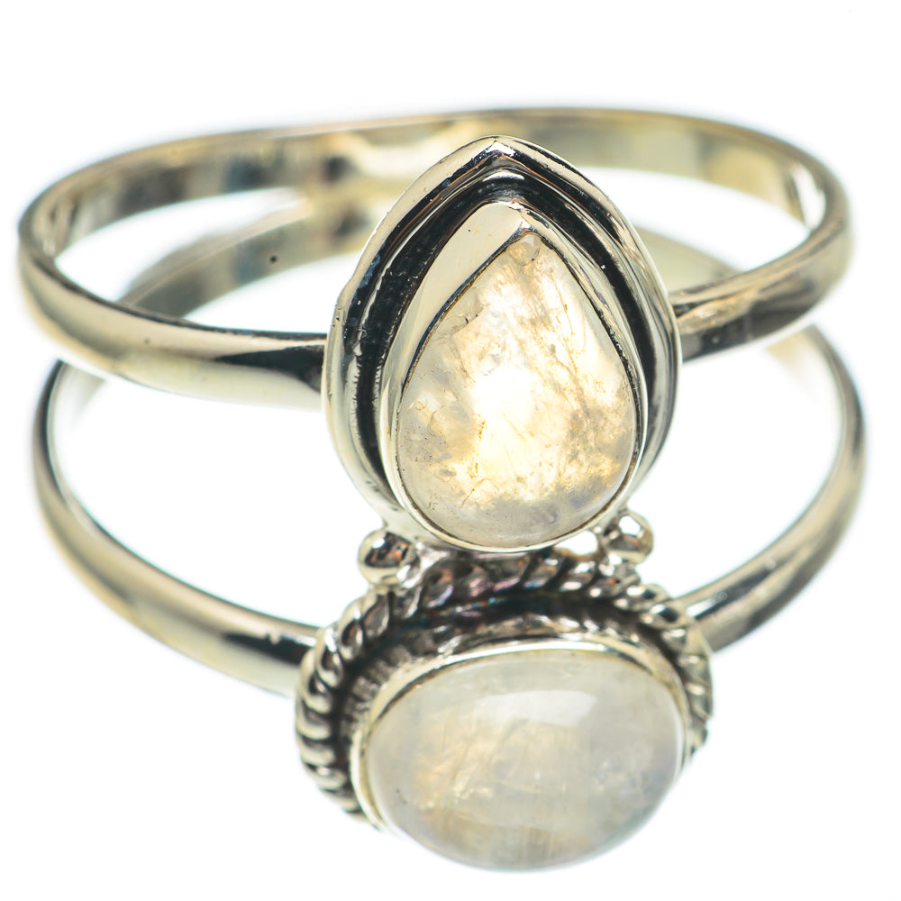 Rainbow Moonstone Rings handcrafted by Anasilvercos - RING69716