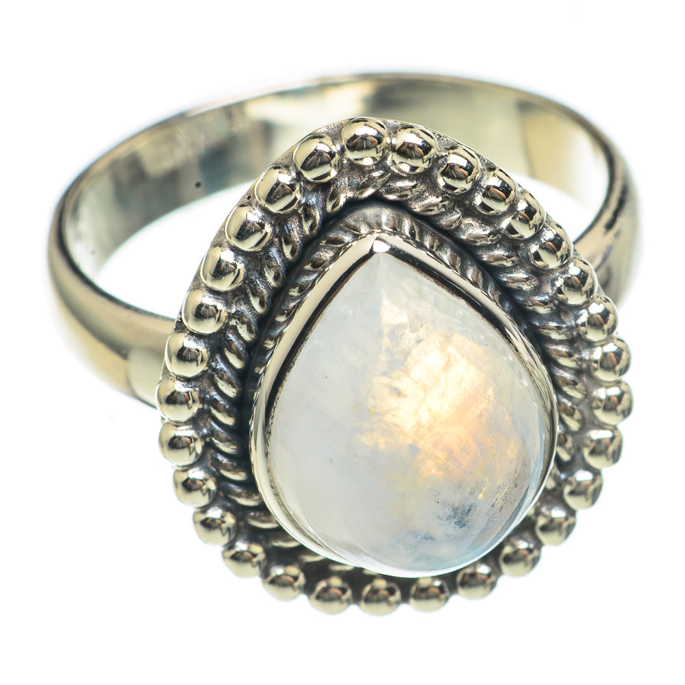 Rainbow Moonstone Rings handcrafted by Anasilvercos - RING69719