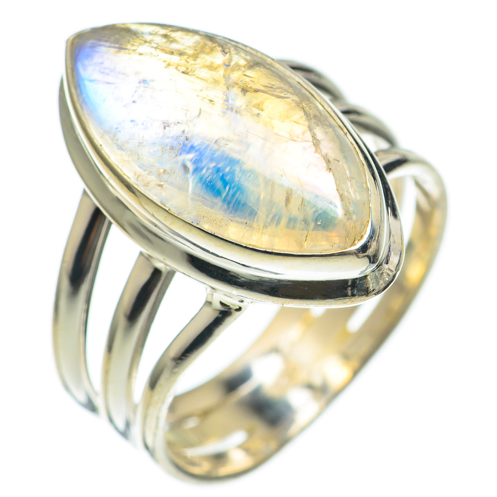 Rainbow Moonstone Rings handcrafted by Anasilvercos - RING69755