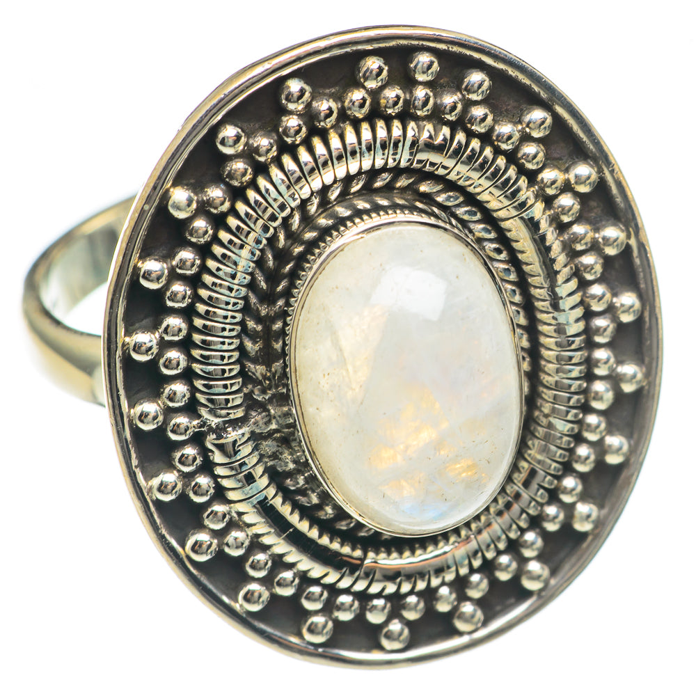 Rainbow Moonstone Rings handcrafted by Anasilvercos - RING69760