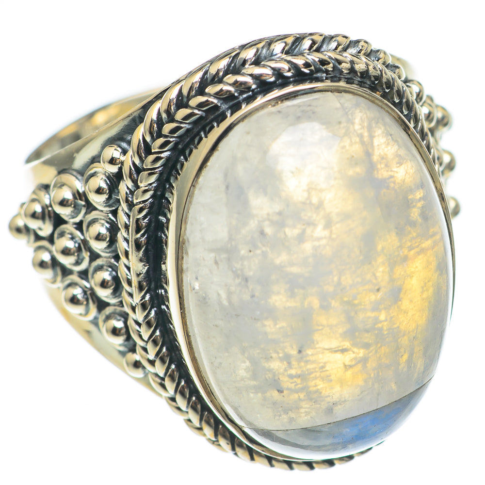 Rainbow Moonstone Rings handcrafted by Anasilvercos - RING69794