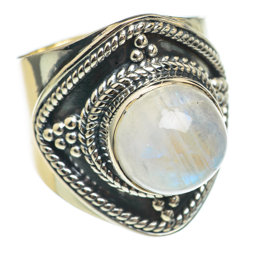 Rainbow Moonstone Rings handcrafted by Anasilvercos - RING69796