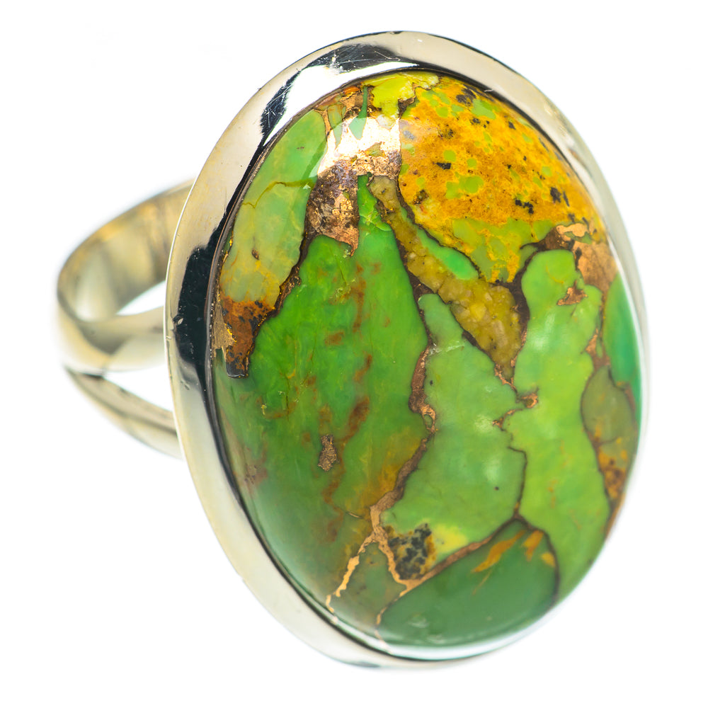 Green Copper Composite Turquoise Rings handcrafted by Anasilvercos - RING69822