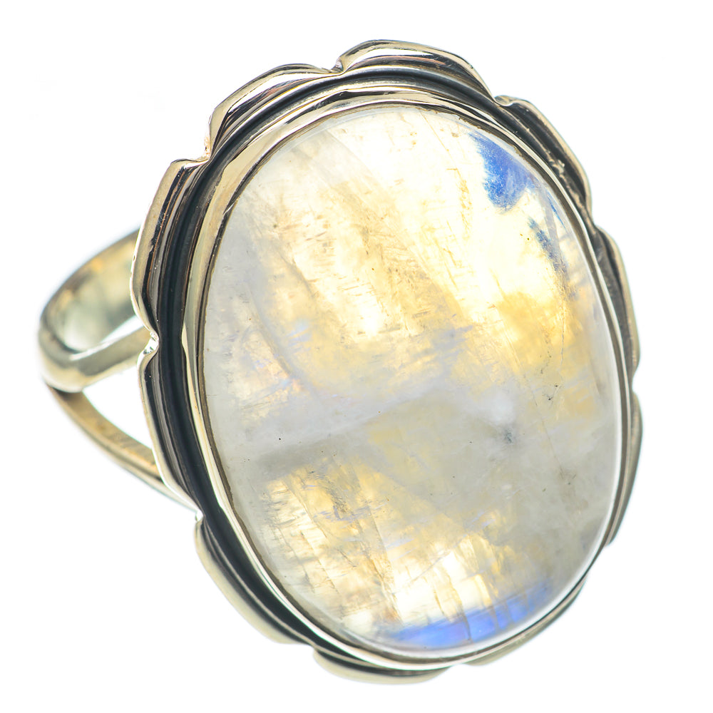Rainbow Moonstone Rings handcrafted by Anasilvercos - RING69843