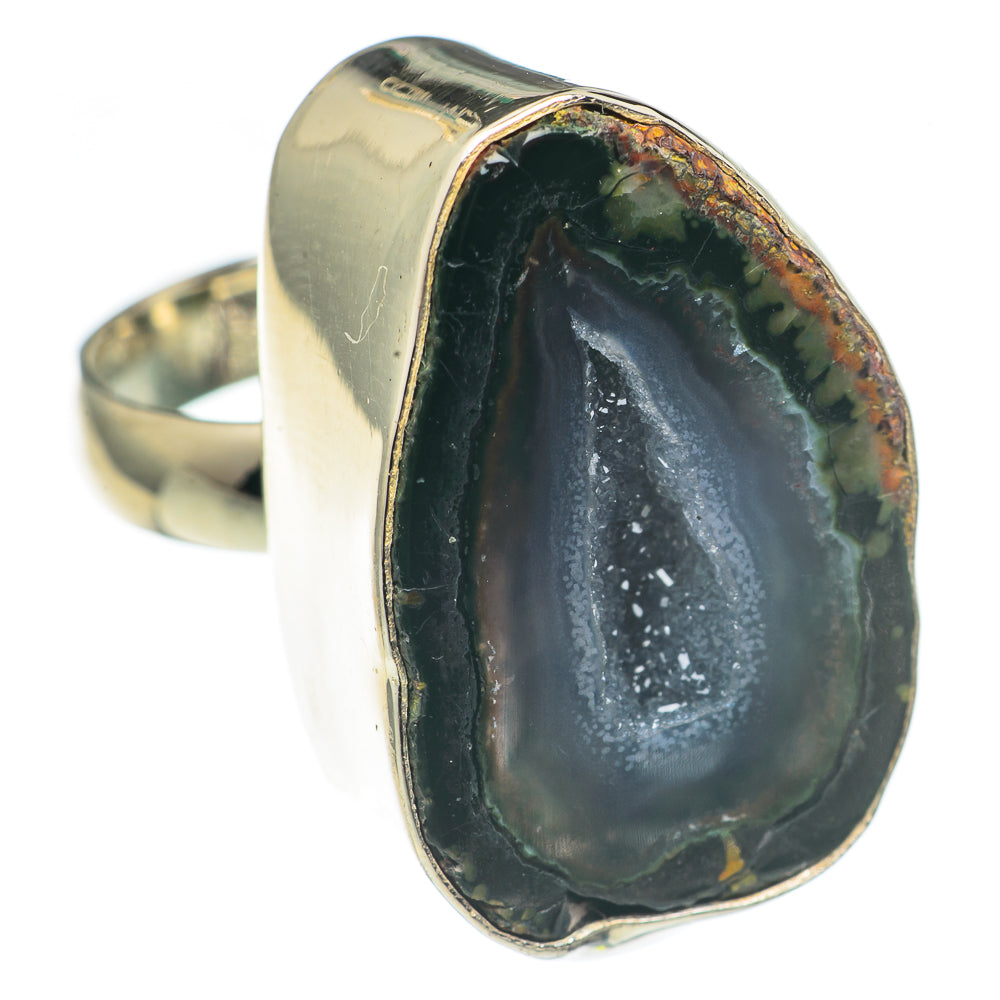 Black Geode Slice Rings handcrafted by Anasilvercos - RING69845