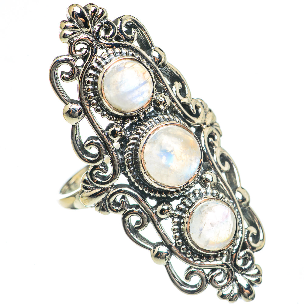 Rainbow Moonstone Rings handcrafted by Anasilvercos - RING69846