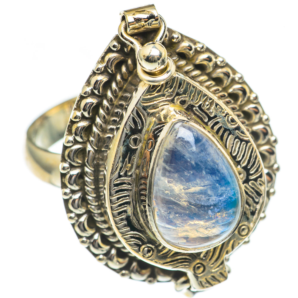 Rainbow Moonstone Rings handcrafted by Anasilvercos - RING69850