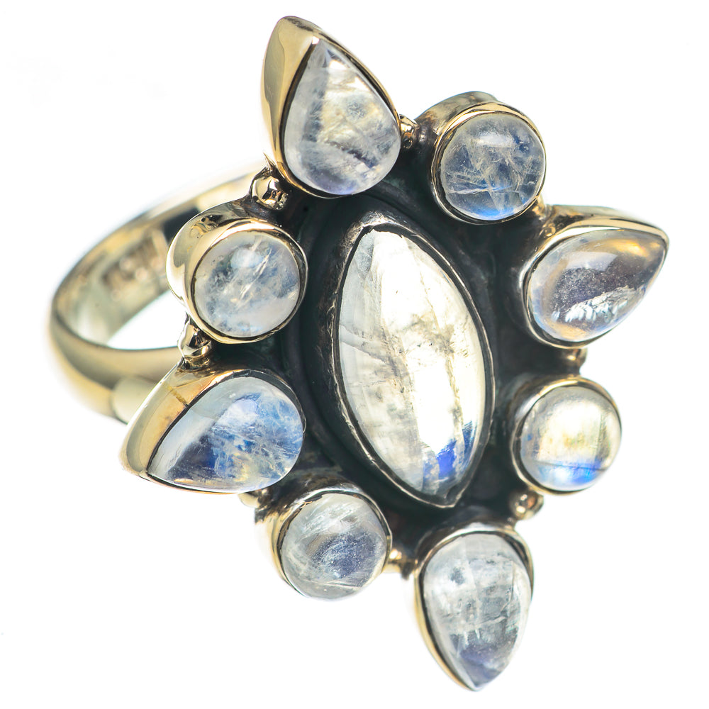 Rainbow Moonstone Rings handcrafted by Anasilvercos - RING69882