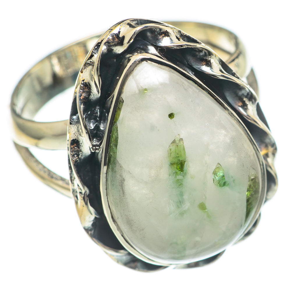 Green Tourmaline In Quartz Rings handcrafted by Anasilvercos - RING69883