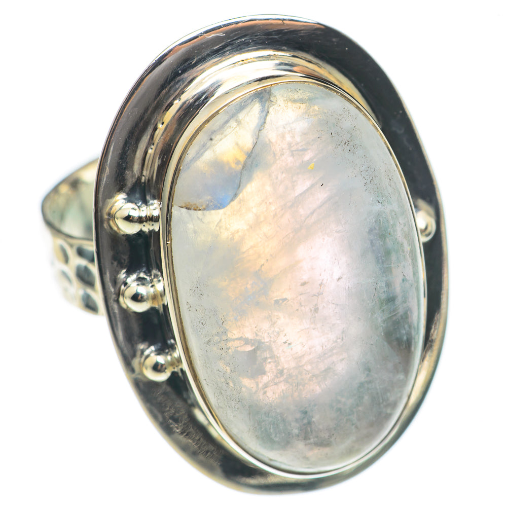 Rainbow Moonstone Rings handcrafted by Anasilvercos - RING69944