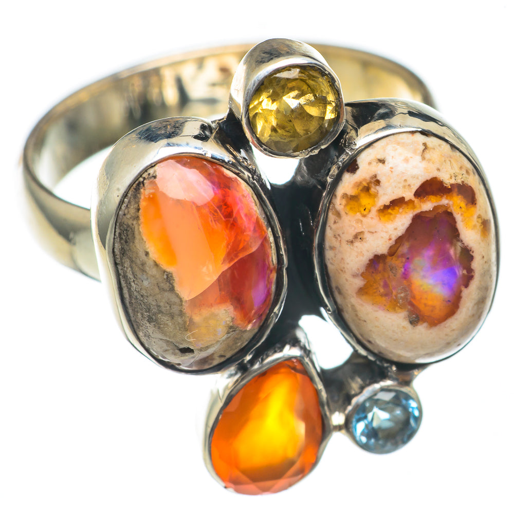 Mexican Fire Opal Rings handcrafted by Anasilvercos - RING69949