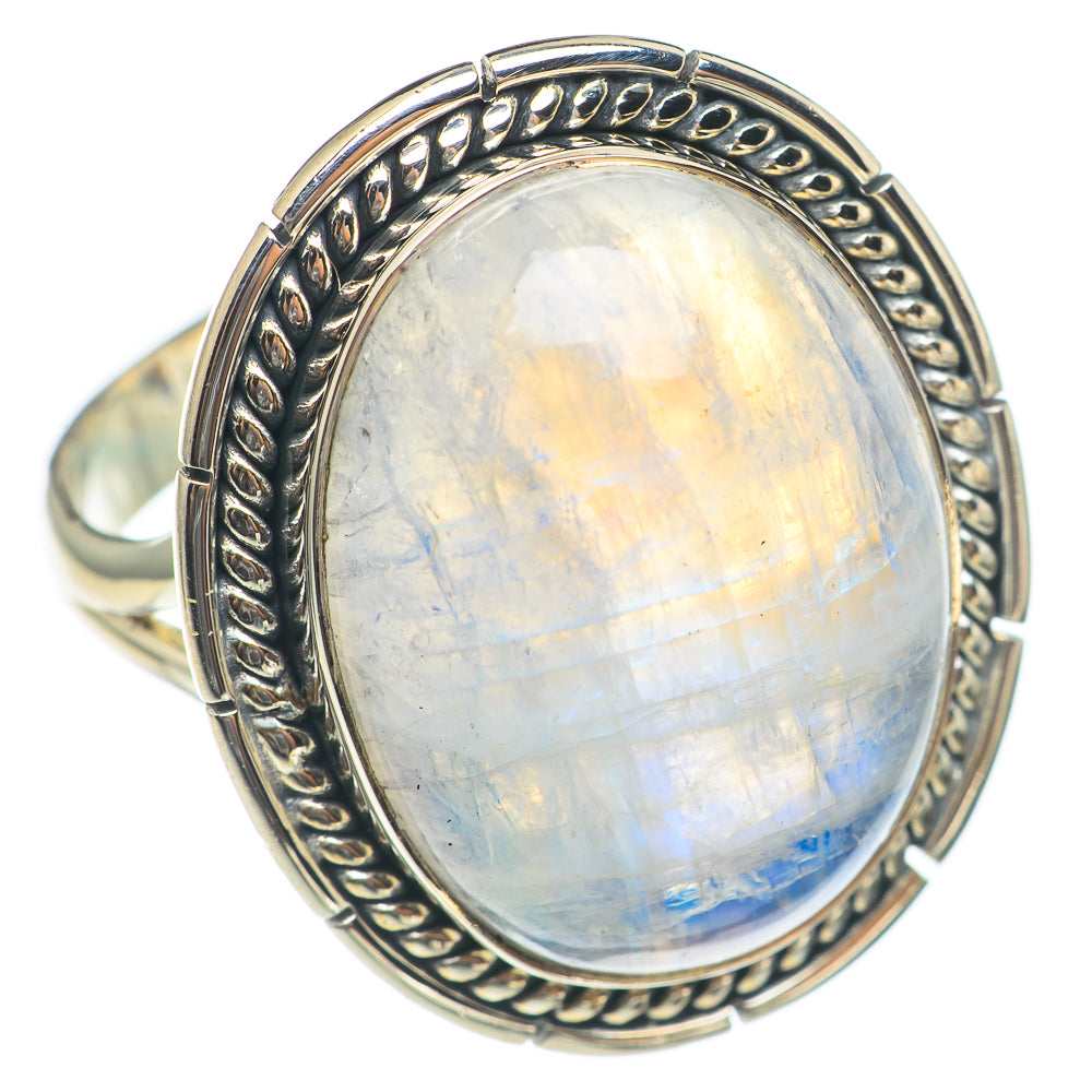 Rainbow Moonstone Rings handcrafted by Anasilvercos - RING69978