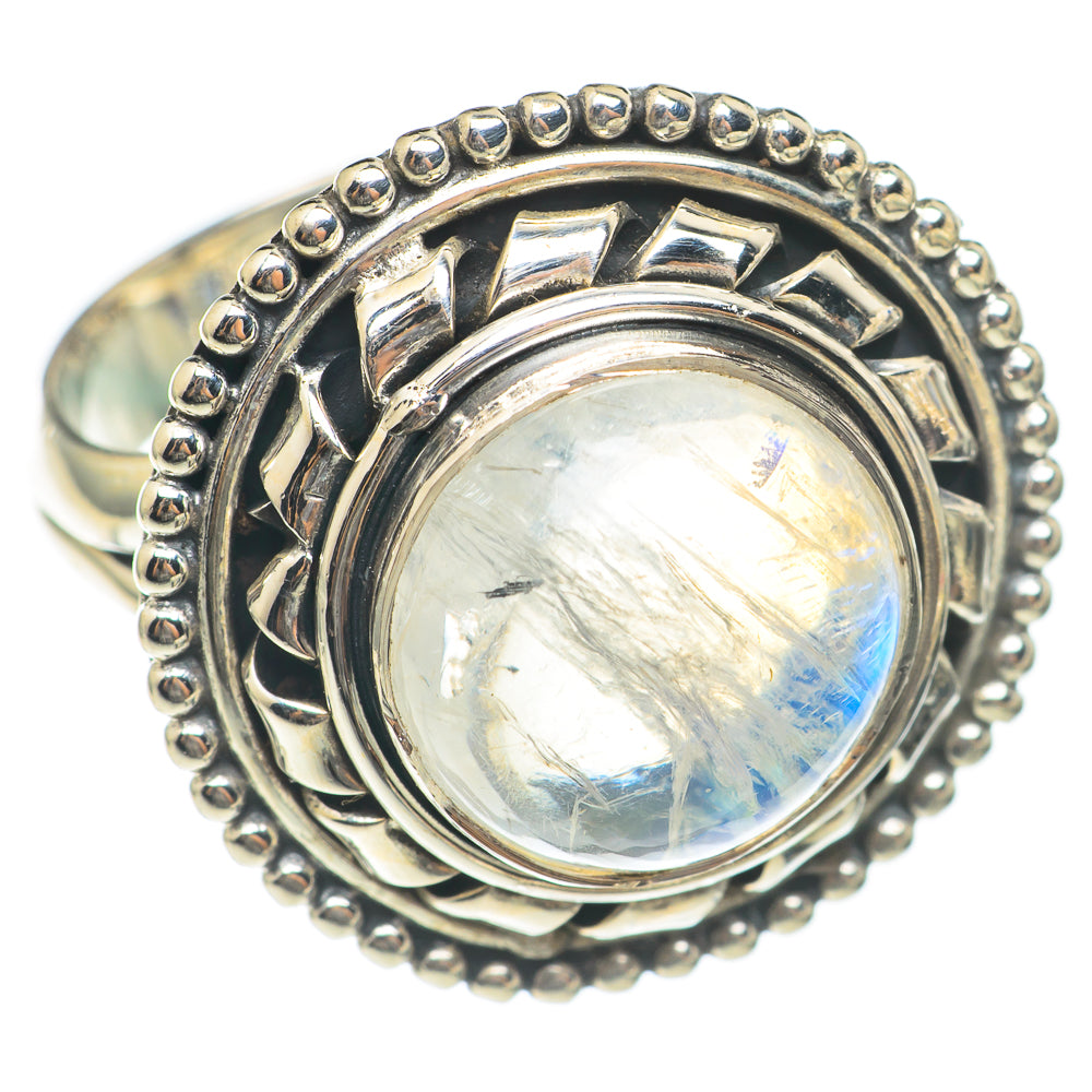 Rainbow Moonstone Rings handcrafted by Anasilvercos - RING70011