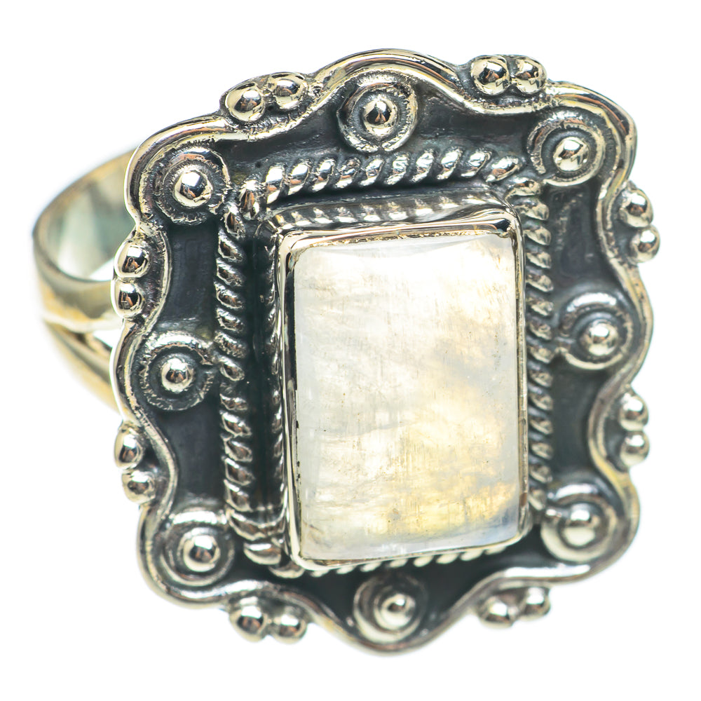 Rainbow Moonstone Rings handcrafted by Anasilvercos - RING70047