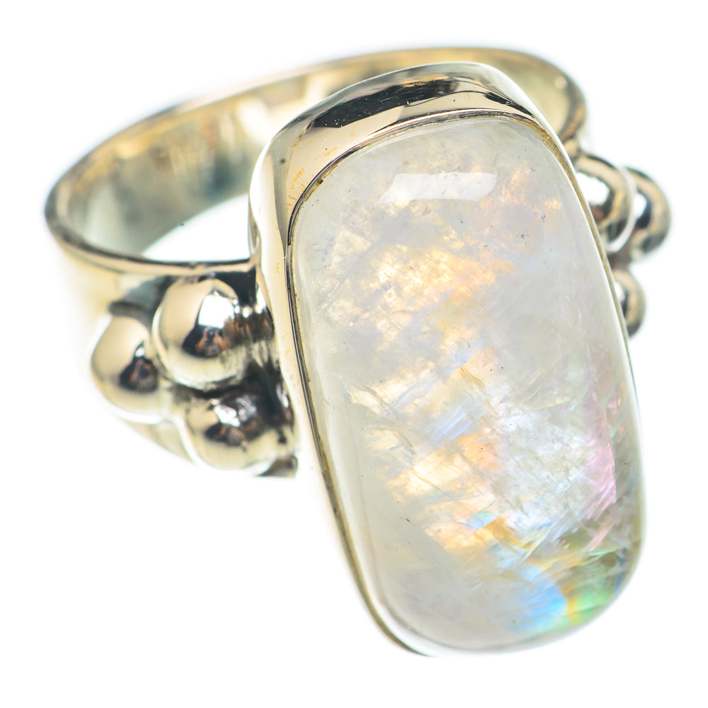 Rainbow Moonstone Rings handcrafted by Anasilvercos - RING70080