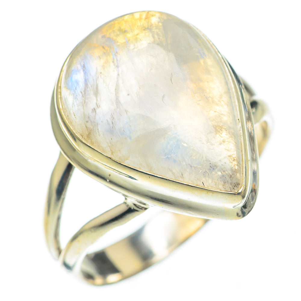 Rainbow Moonstone Rings handcrafted by Anasilvercos - RING70081