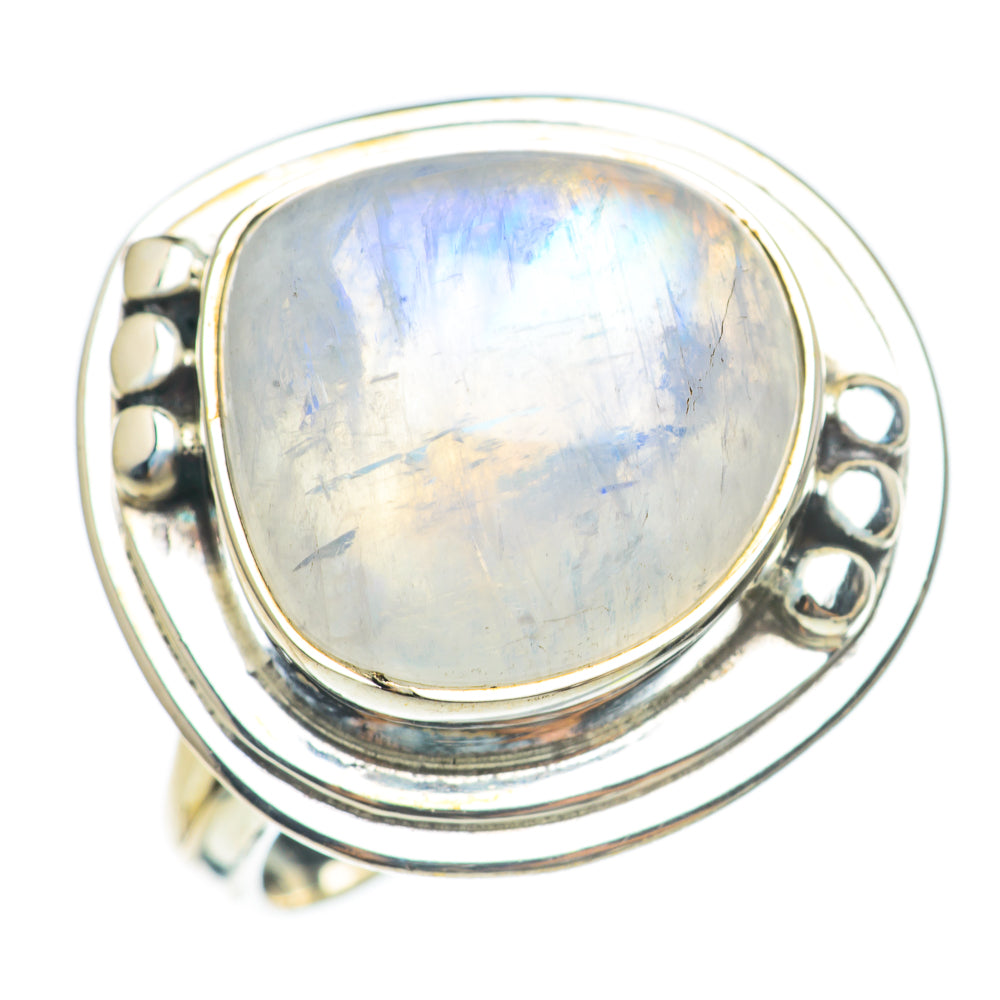 Rainbow Moonstone Rings handcrafted by Anasilvercos - RING70112