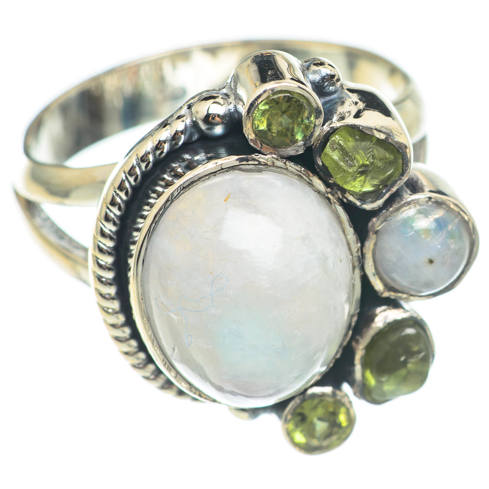 Rainbow Moonstone Rings handcrafted by Anasilvercos - RING70125