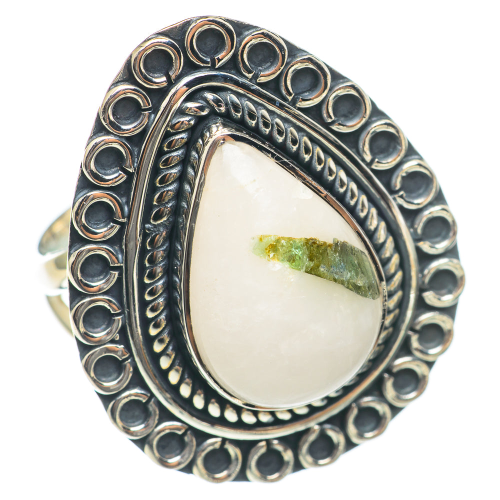 Green Tourmaline In Quartz Rings handcrafted by Anasilvercos - RING70145