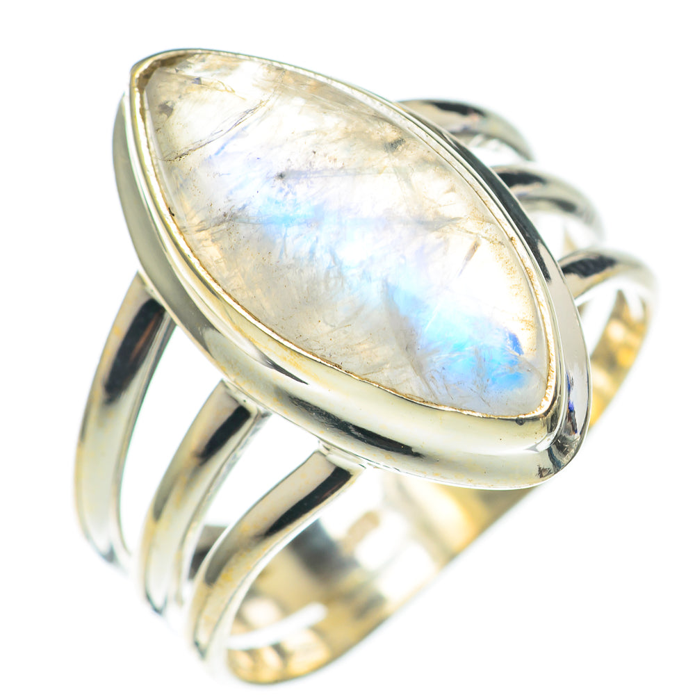 Rainbow Moonstone Rings handcrafted by Anasilvercos - RING70146
