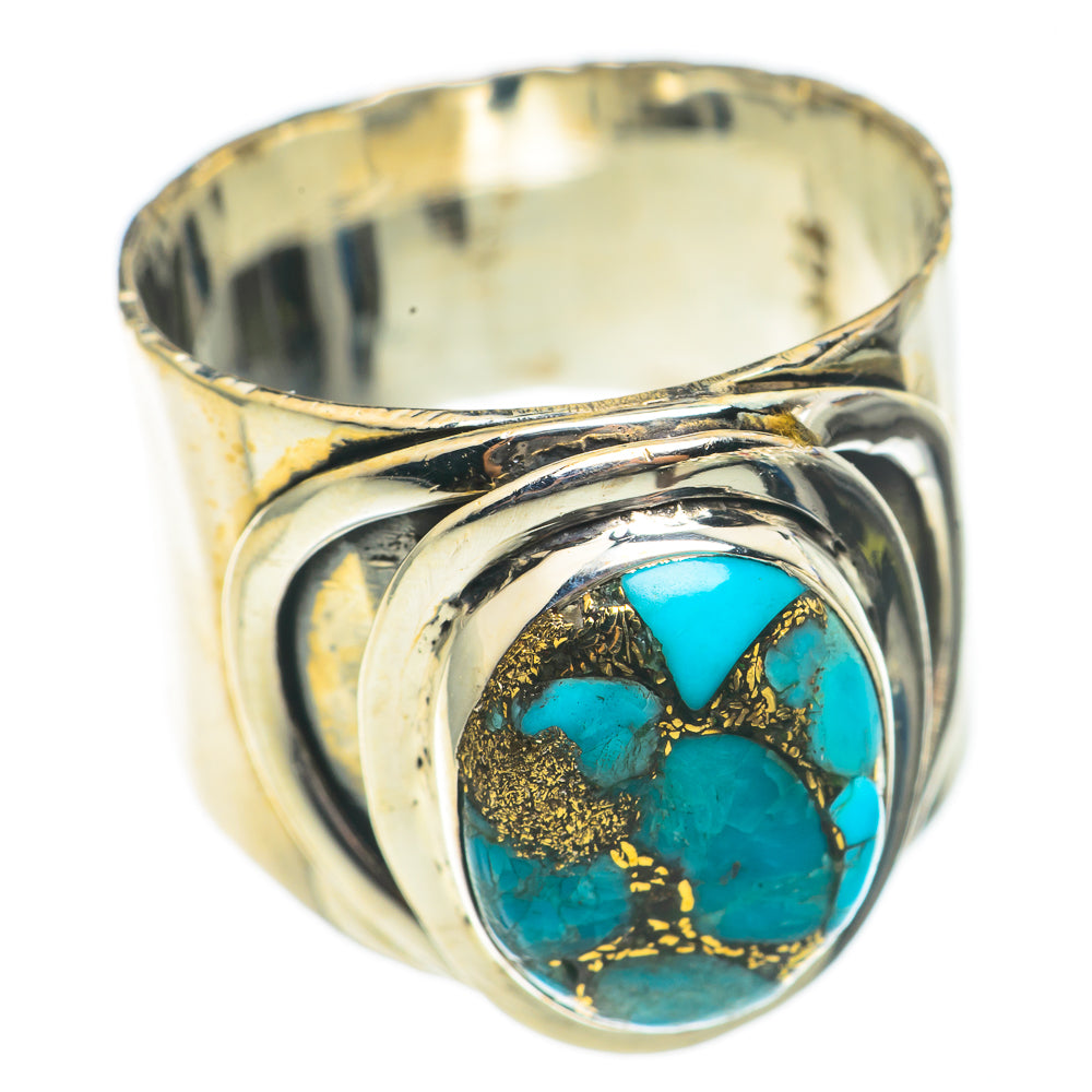 Blue Copper Composite Turquoise Rings handcrafted by Anasilvercos - RING70189