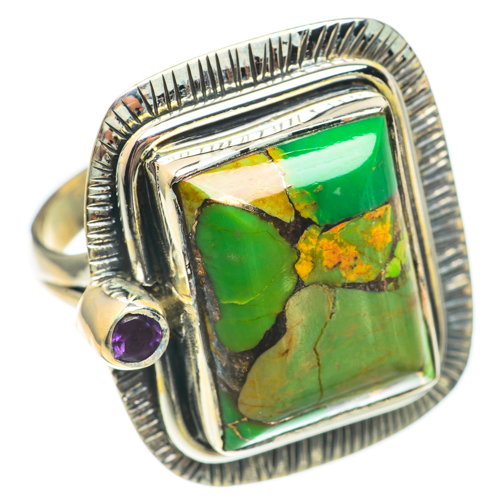 Green Copper Composite Turquoise Rings handcrafted by Anasilvercos - RING70191