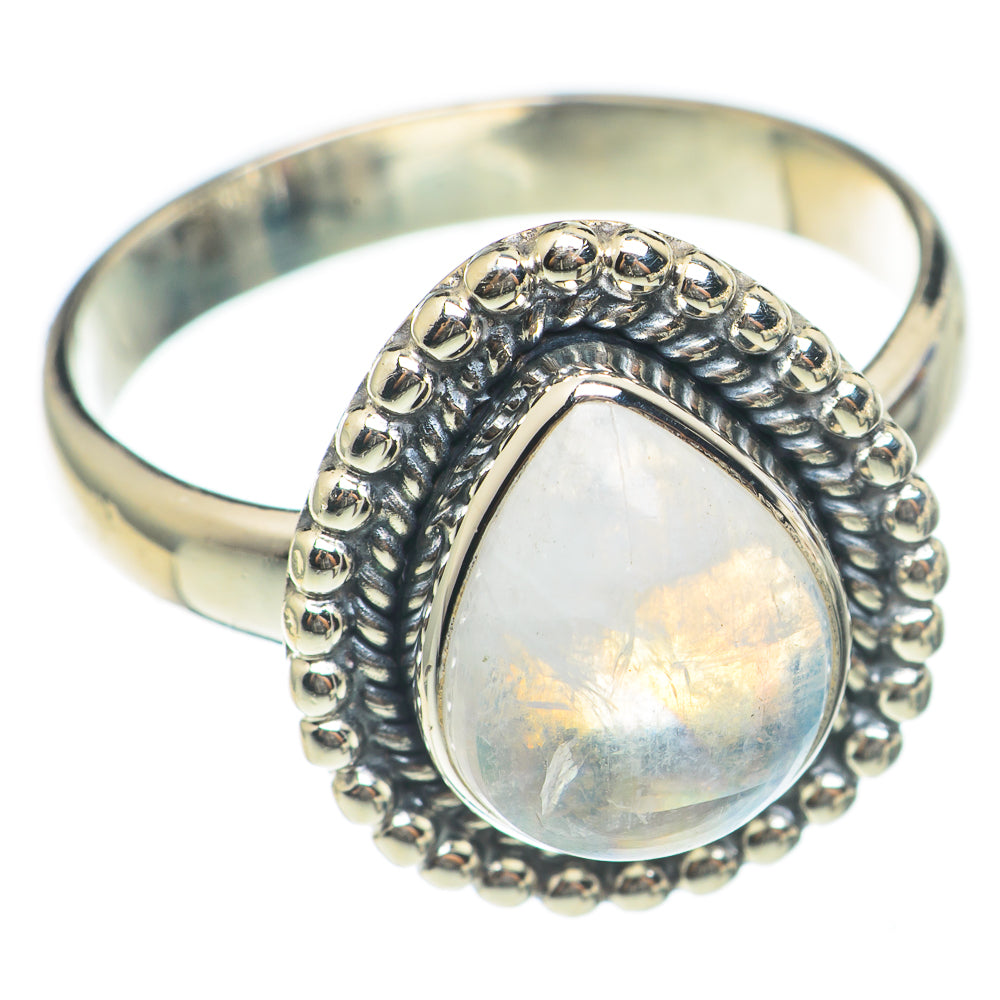 Rainbow Moonstone Rings handcrafted by Anasilvercos - RING70210