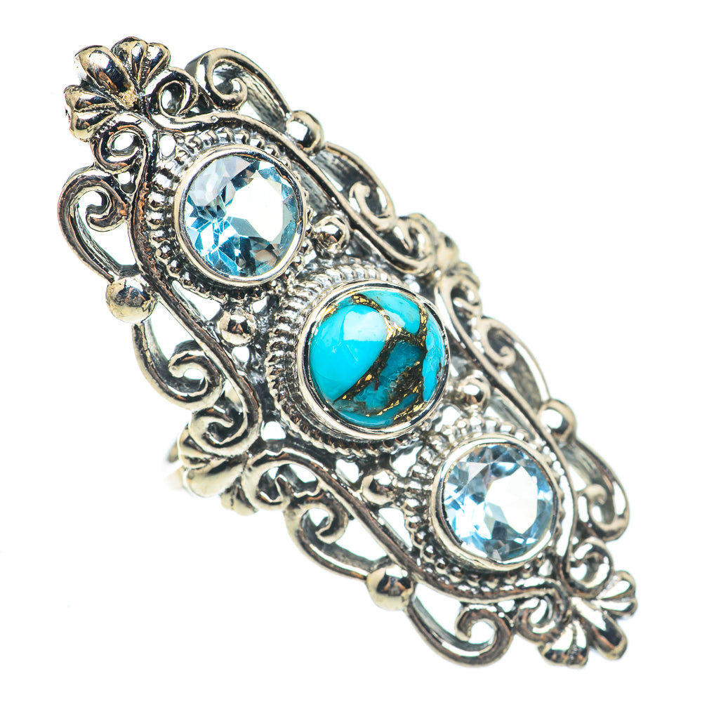 Blue Copper Composite Turquoise Rings handcrafted by Anasilvercos - RING70218