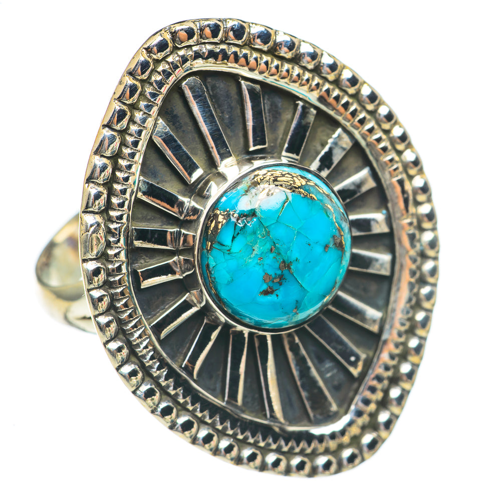 Blue Copper Composite Turquoise Rings handcrafted by Anasilvercos - RING70224