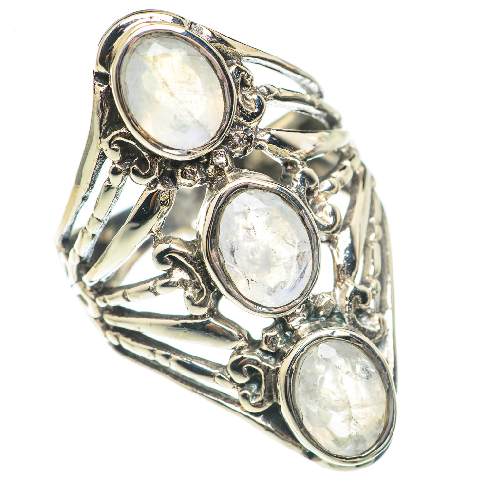Rainbow Moonstone Rings handcrafted by Anasilvercos - RING70249