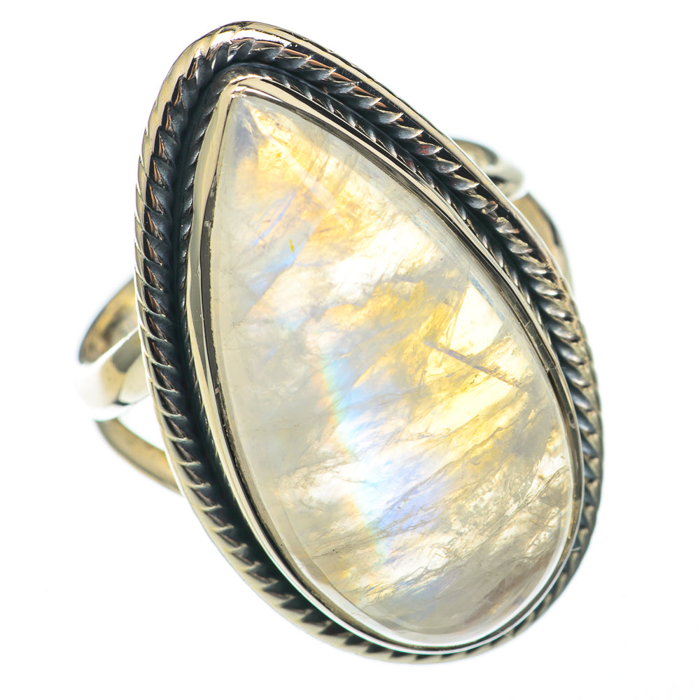 Rainbow Moonstone Rings handcrafted by Anasilvercos - RING70250