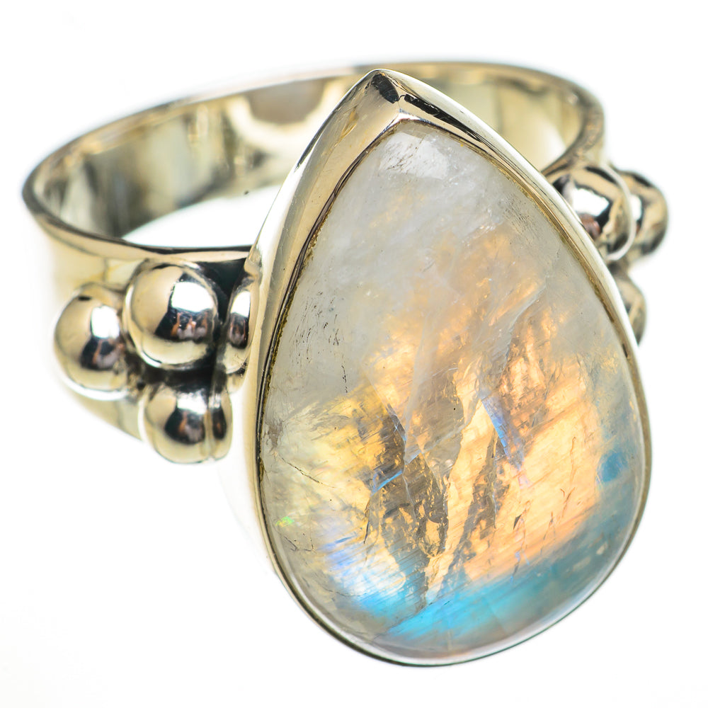 Rainbow Moonstone Rings handcrafted by Anasilvercos - RING70298