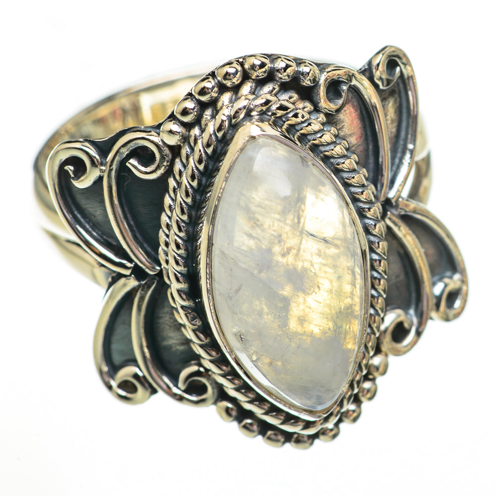 Rainbow Moonstone Rings handcrafted by Anasilvercos - RING70441