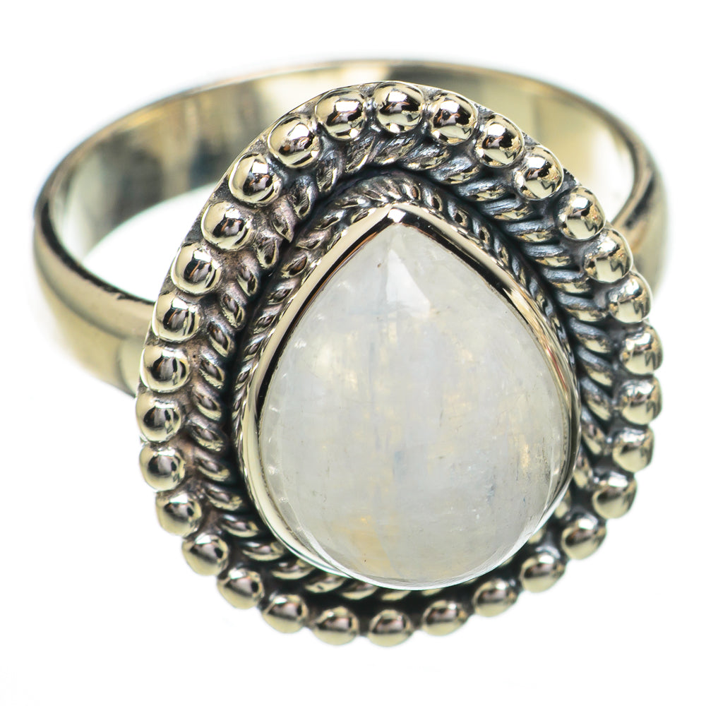 Rainbow Moonstone Rings handcrafted by Anasilvercos - RING70511