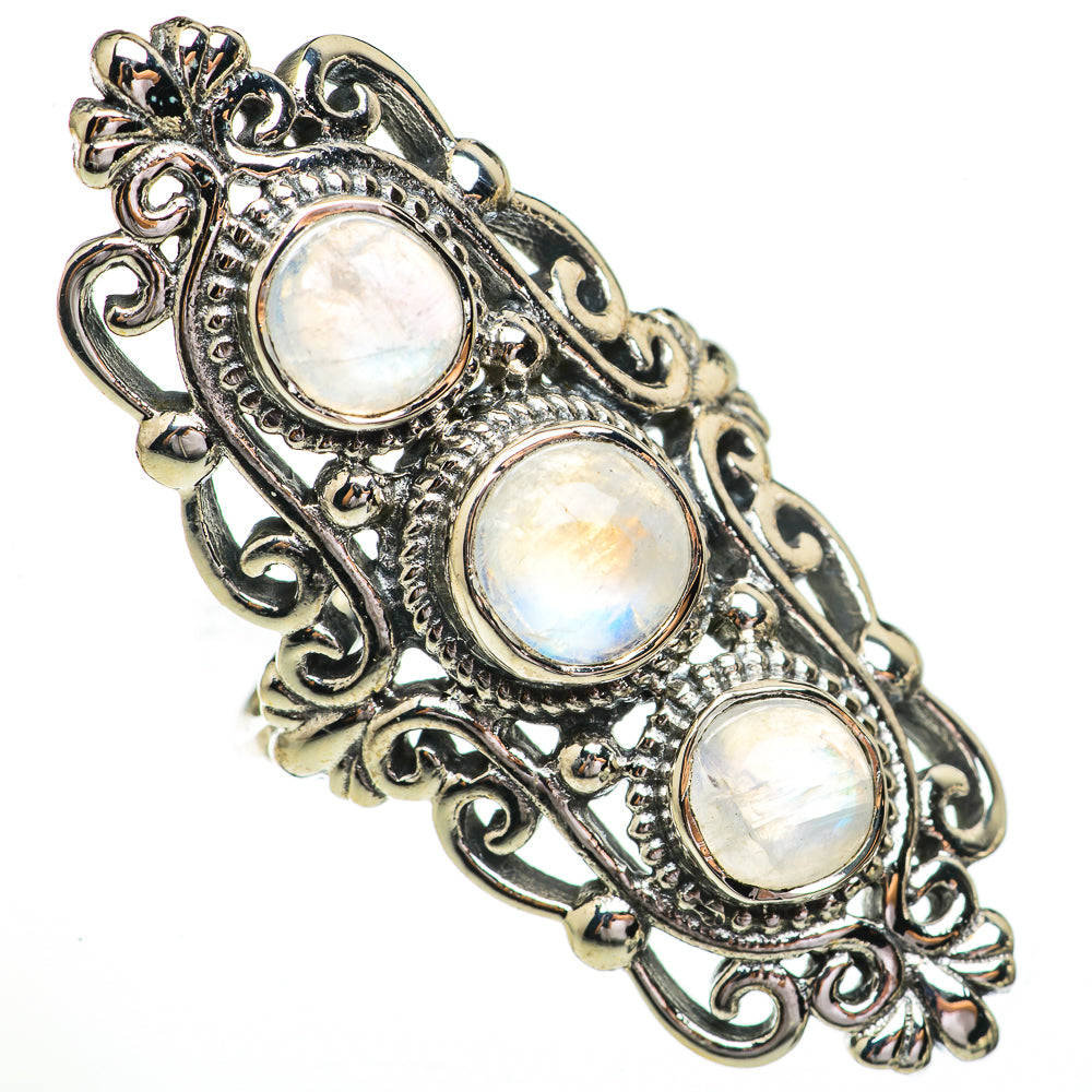 Rainbow Moonstone Rings handcrafted by Anasilvercos - RING70546