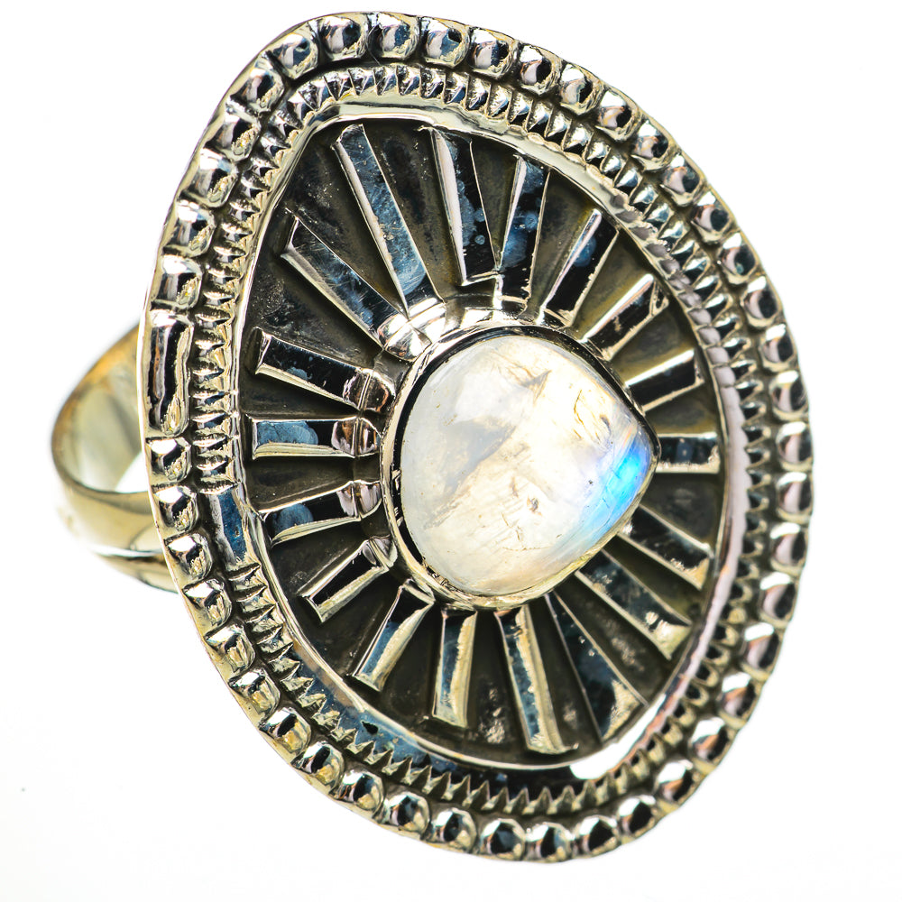 Rainbow Moonstone Rings handcrafted by Anasilvercos - RING70549