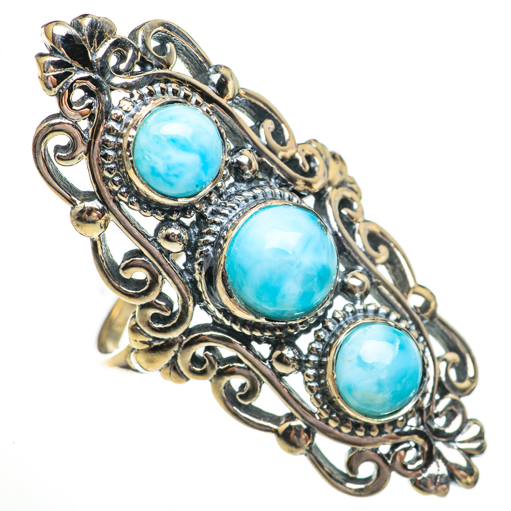 Blue Copper Composite Turquoise Rings handcrafted by Anasilvercos - RING70554