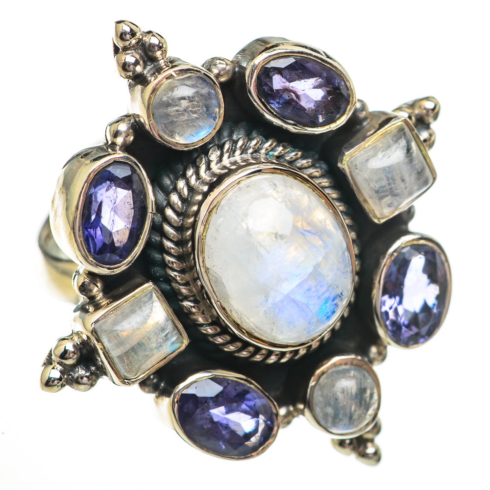 Rainbow Moonstone Rings handcrafted by Anasilvercos - RING70561