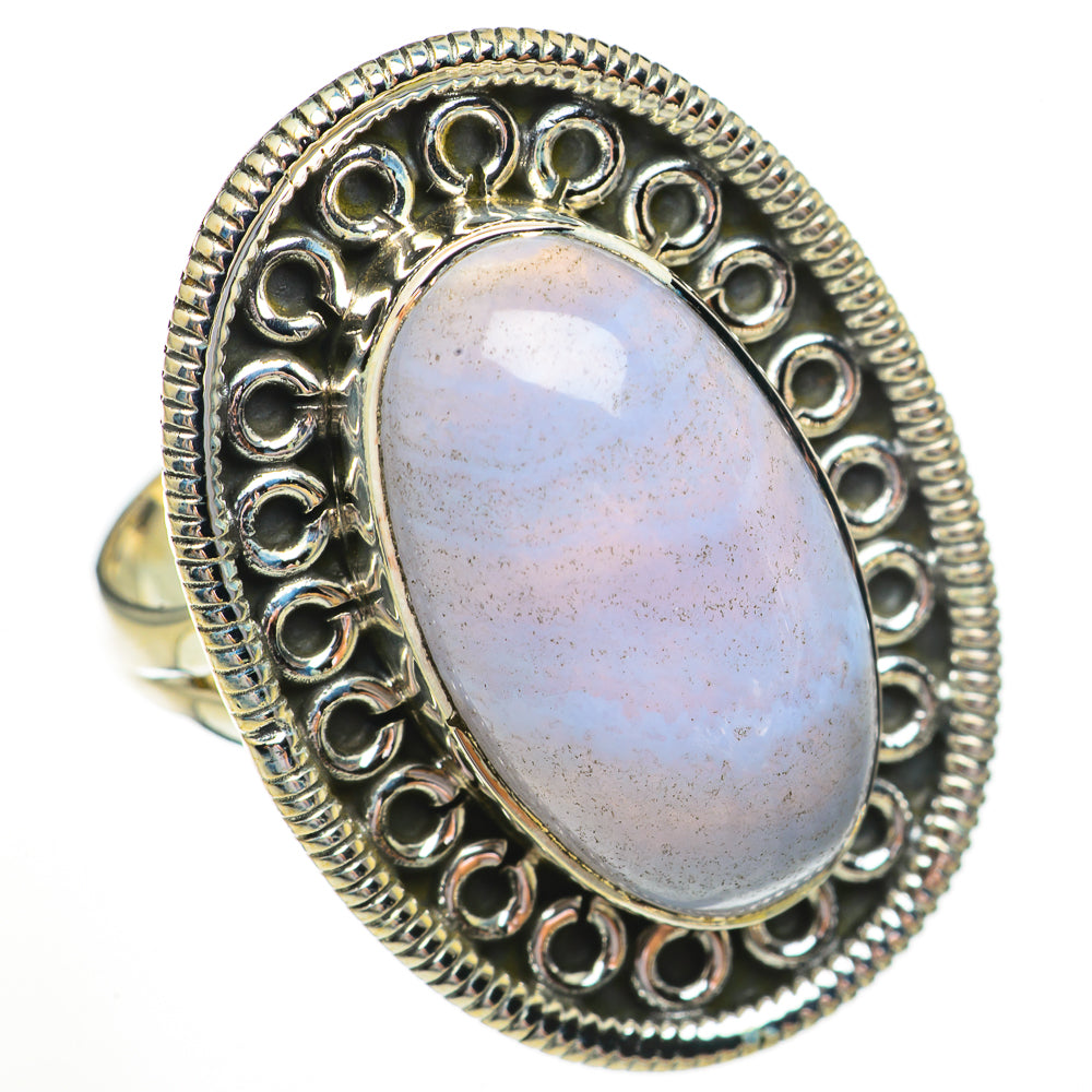 Blue Lace Agate Rings handcrafted by Anasilvercos - RING70563