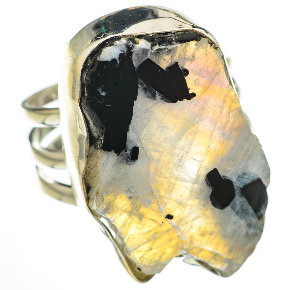 Rainbow Moonstone Rings handcrafted by Anasilvercos - RING70564