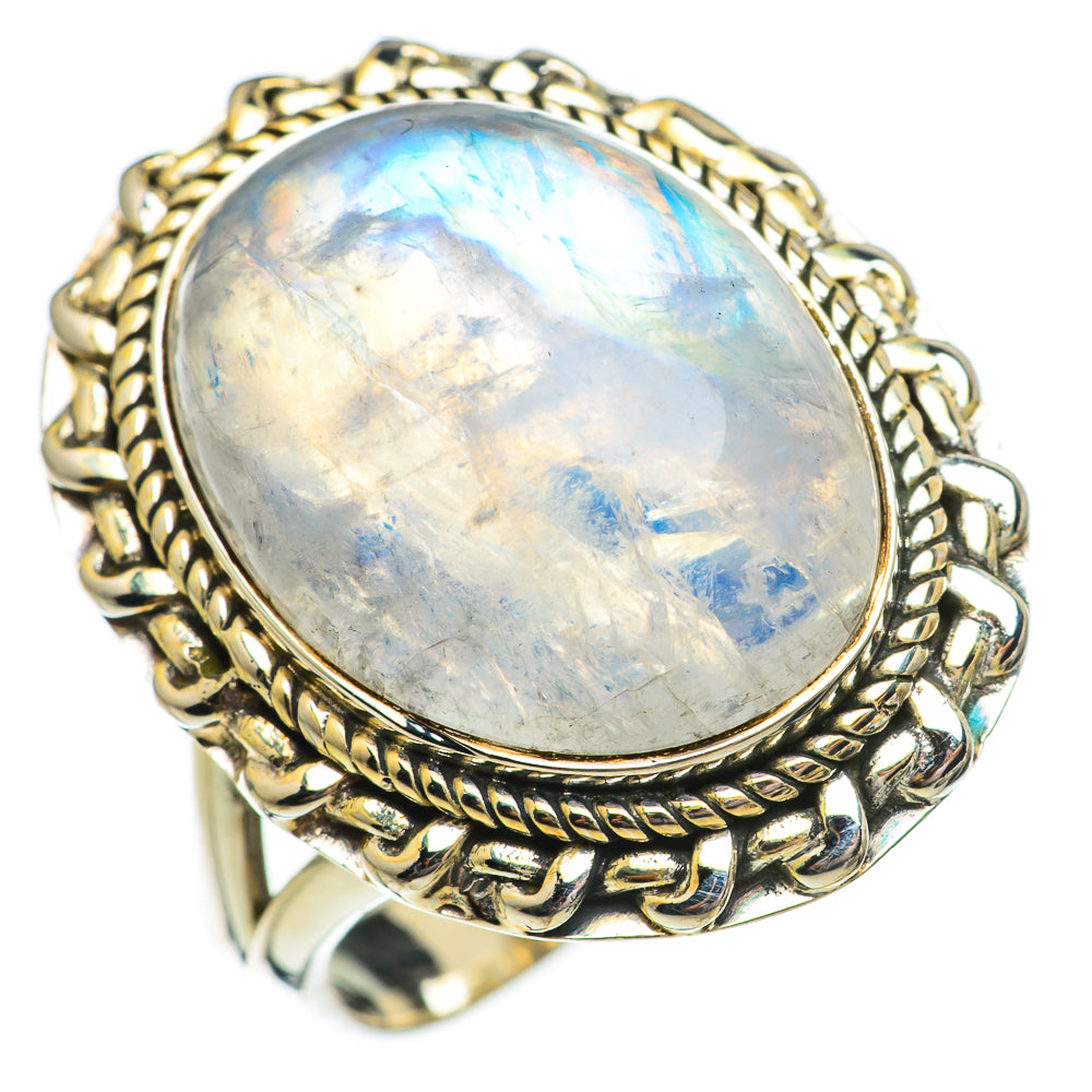 Rainbow Moonstone Rings handcrafted by Anasilvercos - RING70598